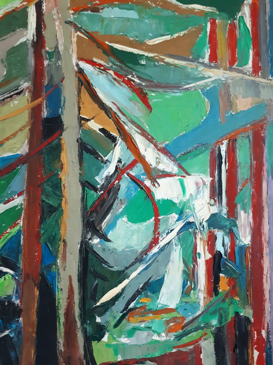 Marguerite LACROUX (1892-1972) huile sur toile paysage forêt sous-bois-photo-4