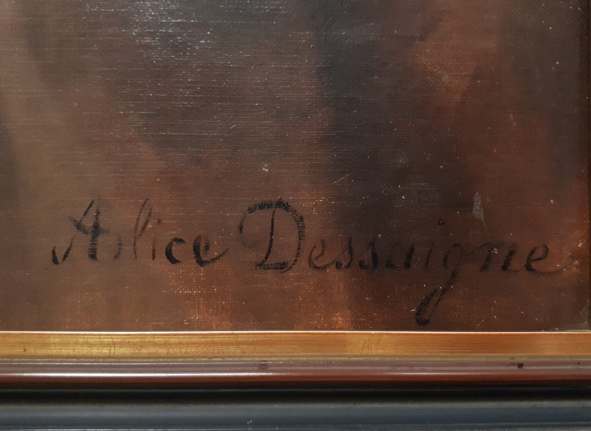 Alice DESSAIGNE huile sur toile portrait de moine 19ème-photo-6