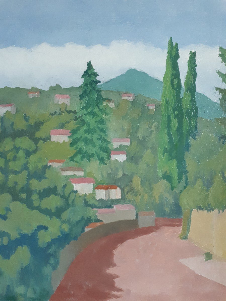 Marc BATIME (1907-2000) vue de Saint Cyr au Mont d'Or Lyon huile sur toile-photo-3