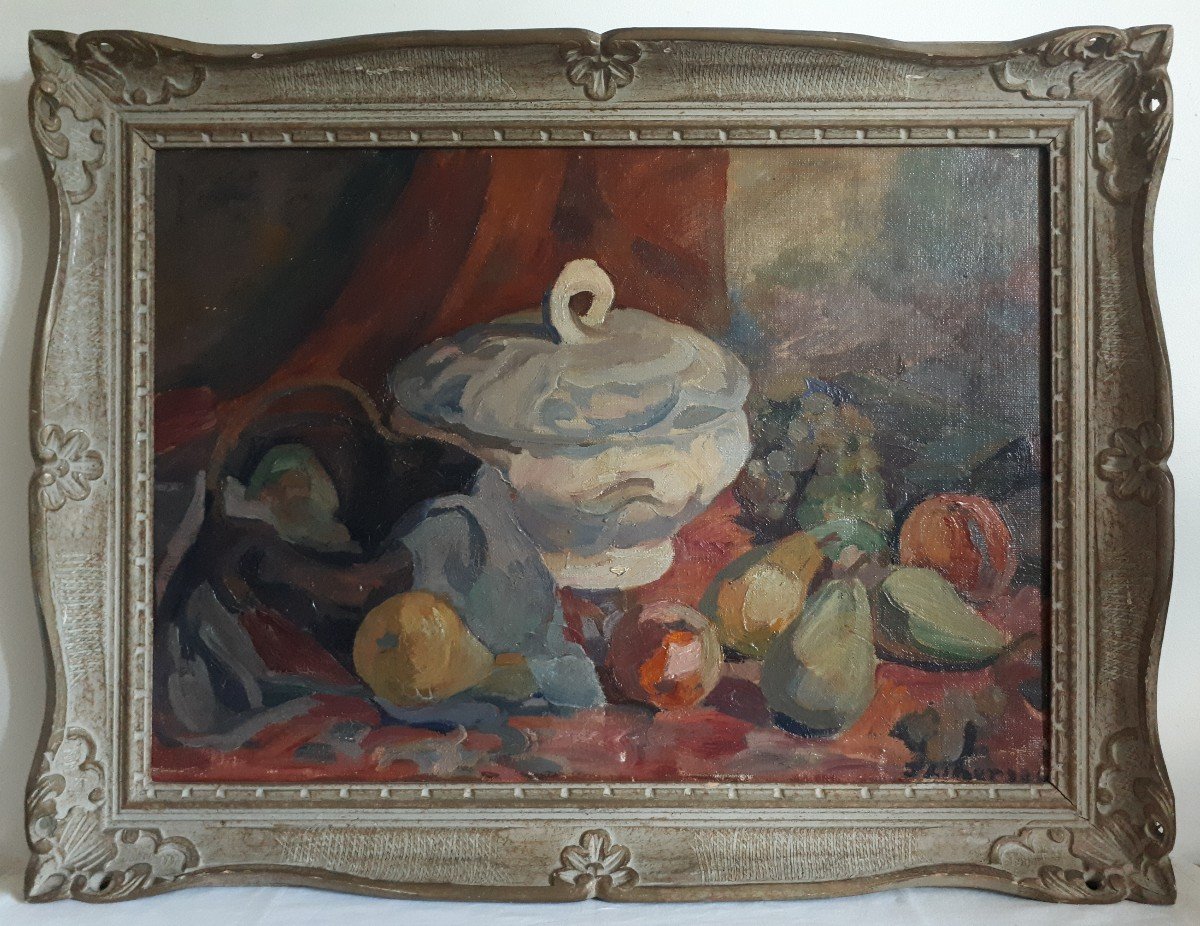 Jean LIBERGE (1903-1977) huile sur toile nature morte aux fruits 1948