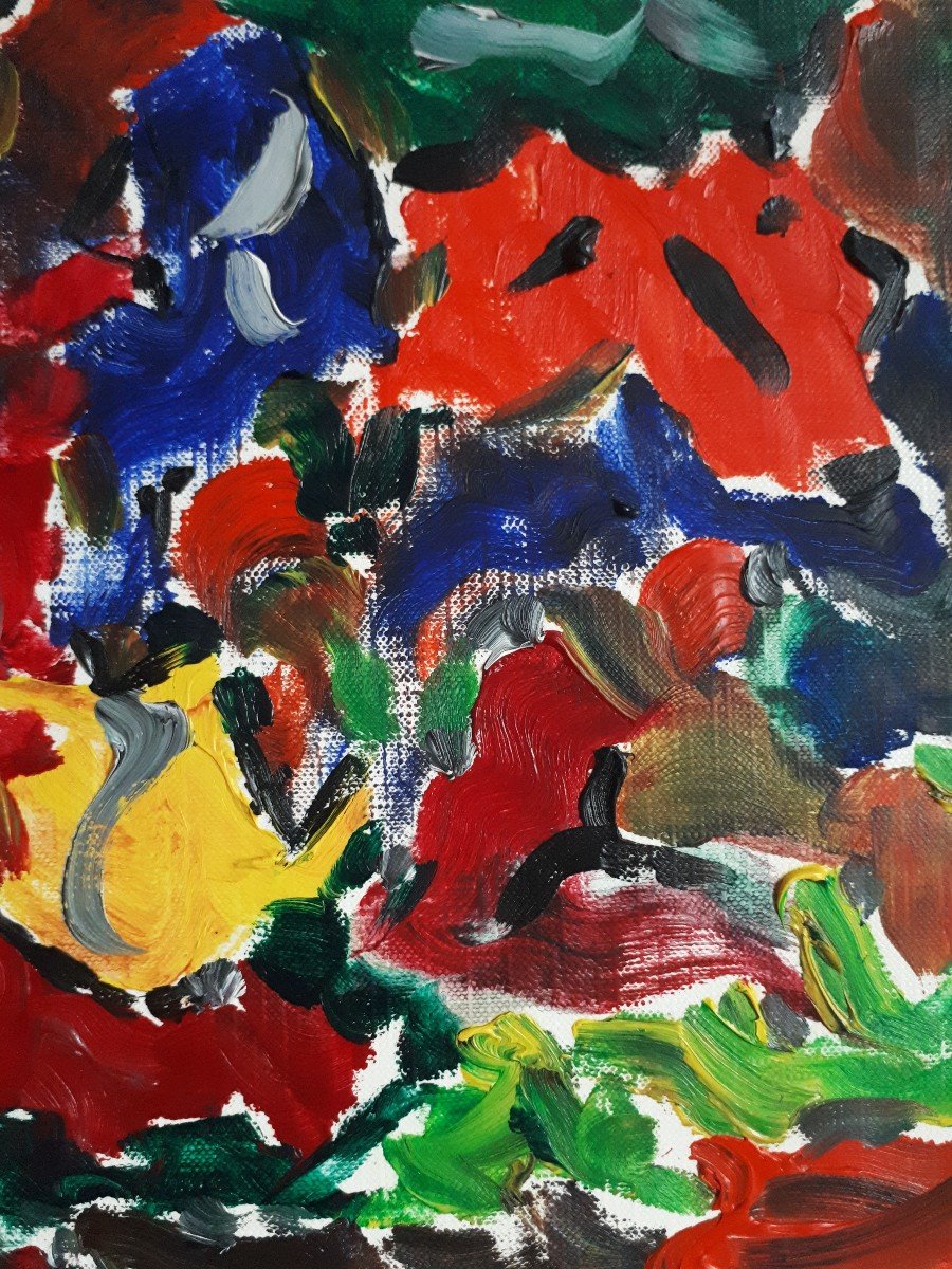 Painting Abstract Composition - Chaos - Oil On Canvas Paper (signed)-photo-4