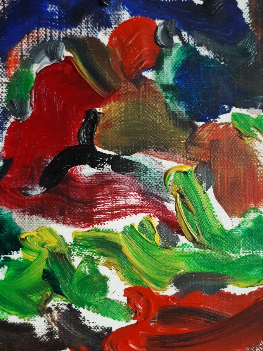 Painting Abstract Composition - Chaos - Oil On Canvas Paper (signed)-photo-6