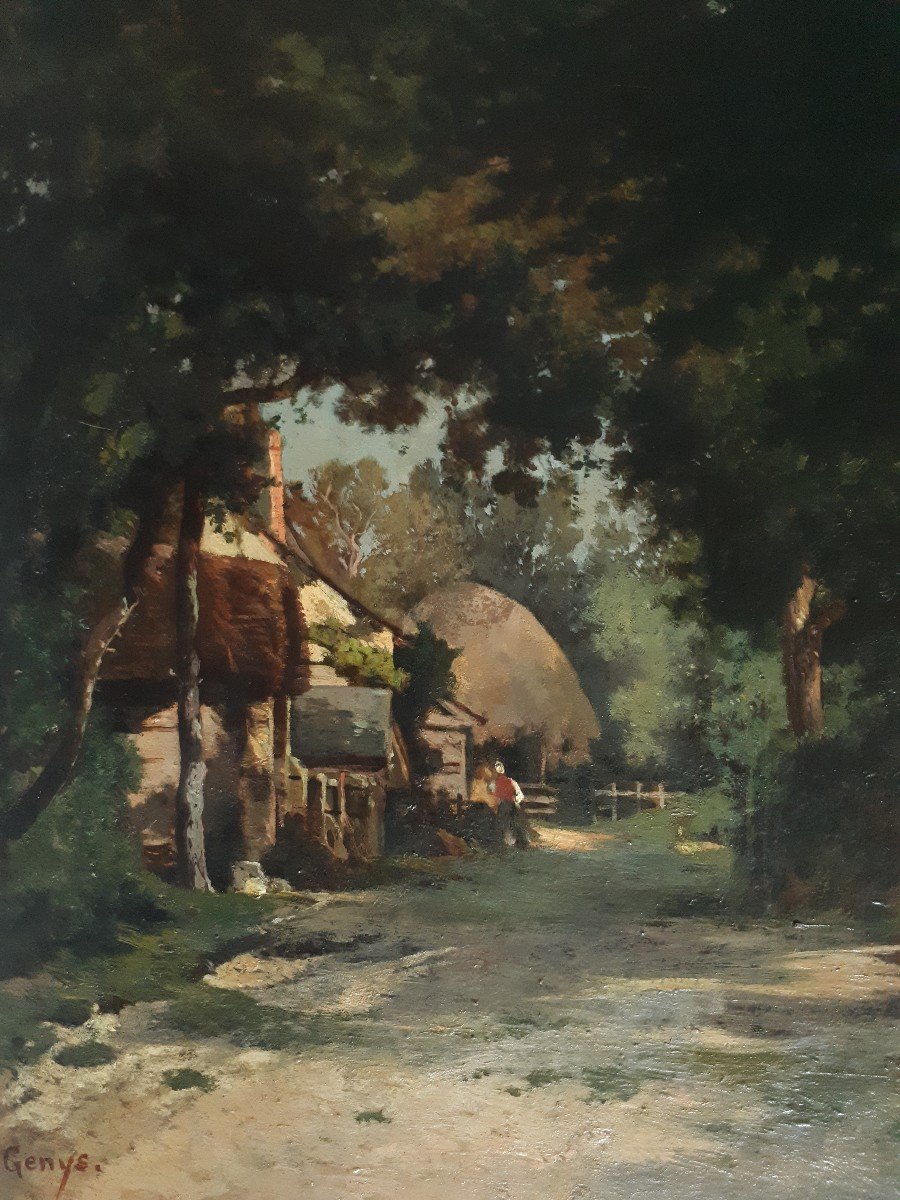 Marie Camille Arthur DE SAINT-GENYS (1829-1887) huile sur toile paysage animé en forêt 19ème-photo-2