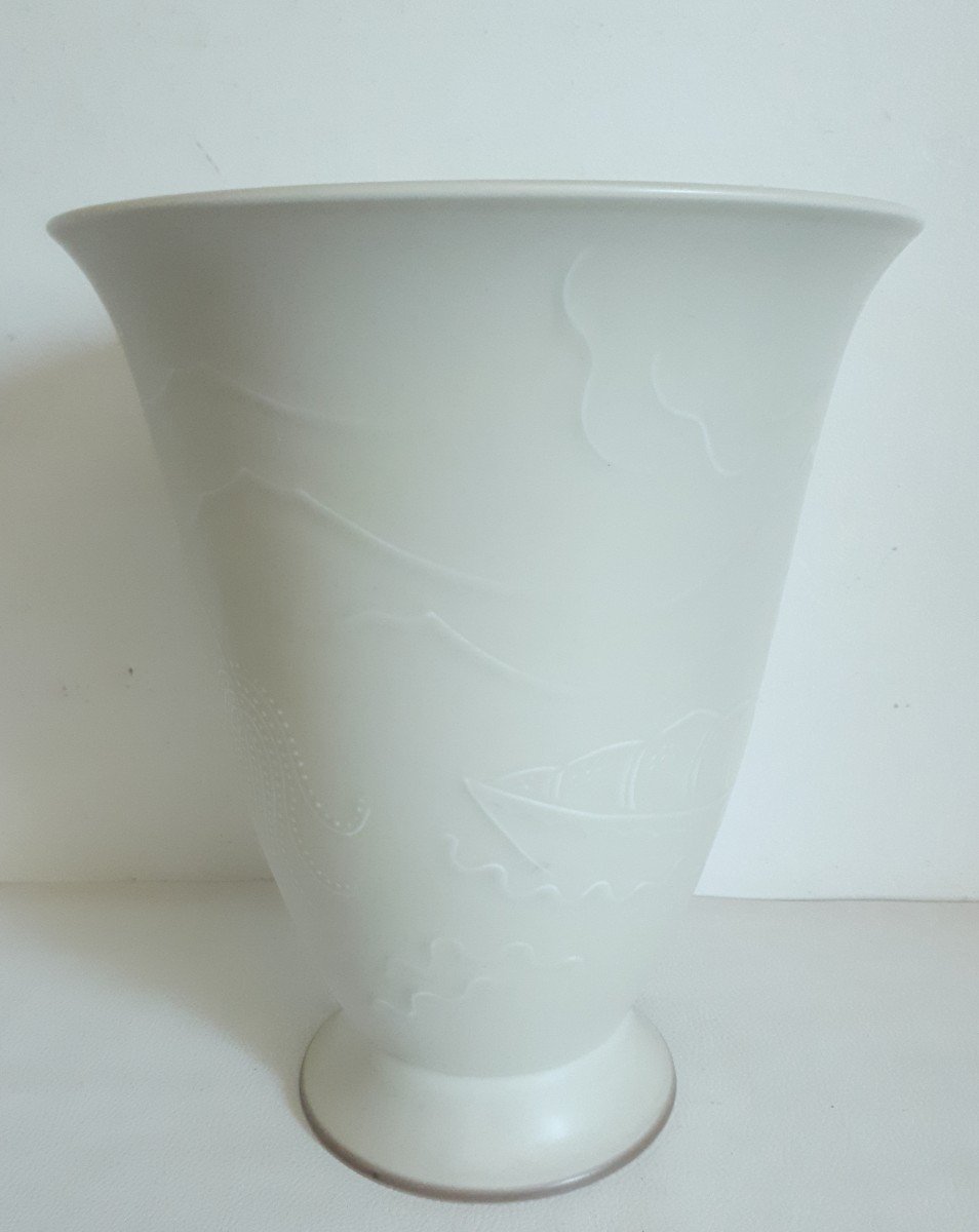 Ebbe Sadolin (1900-1982) For Bing & Grondahl Ceramic Cone Vase-photo-3