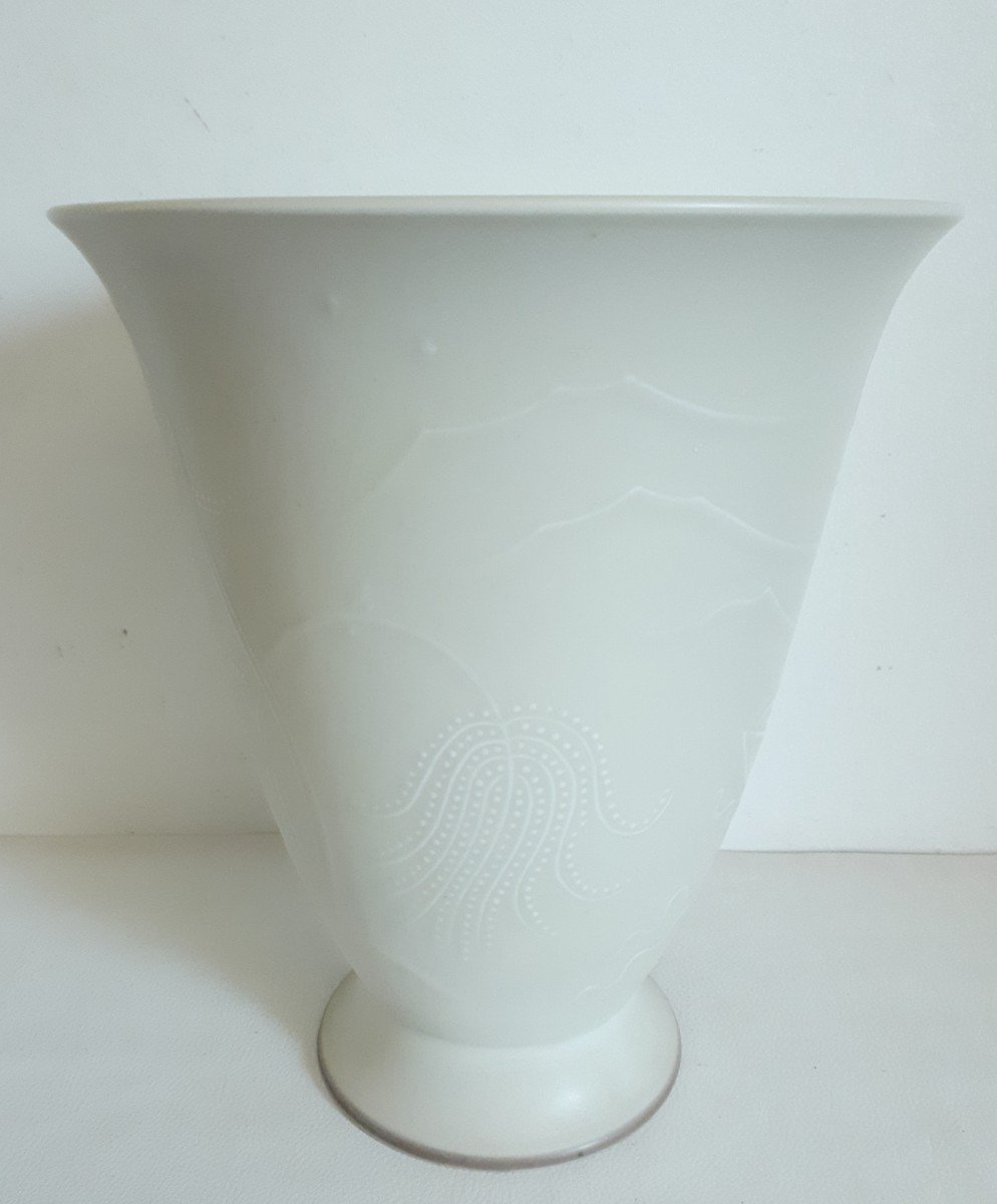 Ebbe Sadolin (1900-1982) For Bing & Grondahl Ceramic Cone Vase-photo-4