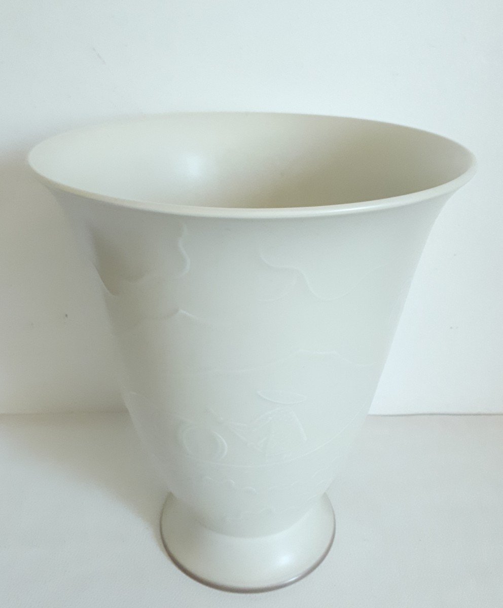 Ebbe Sadolin (1900-1982) For Bing & Grondahl Ceramic Cone Vase-photo-3
