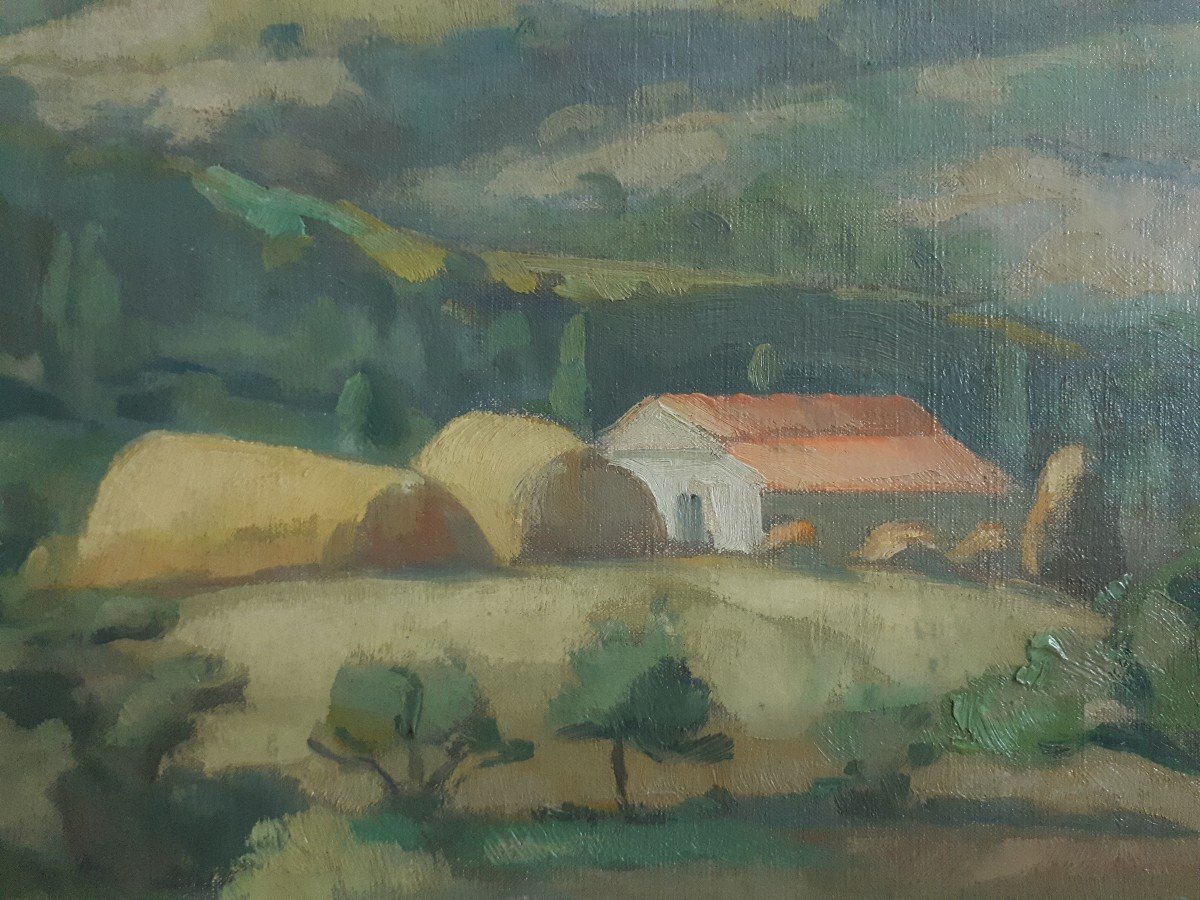 Venance CURNIER (1885-1971) huile sur toile paysage vallonné Ecole lyonnaise-photo-1