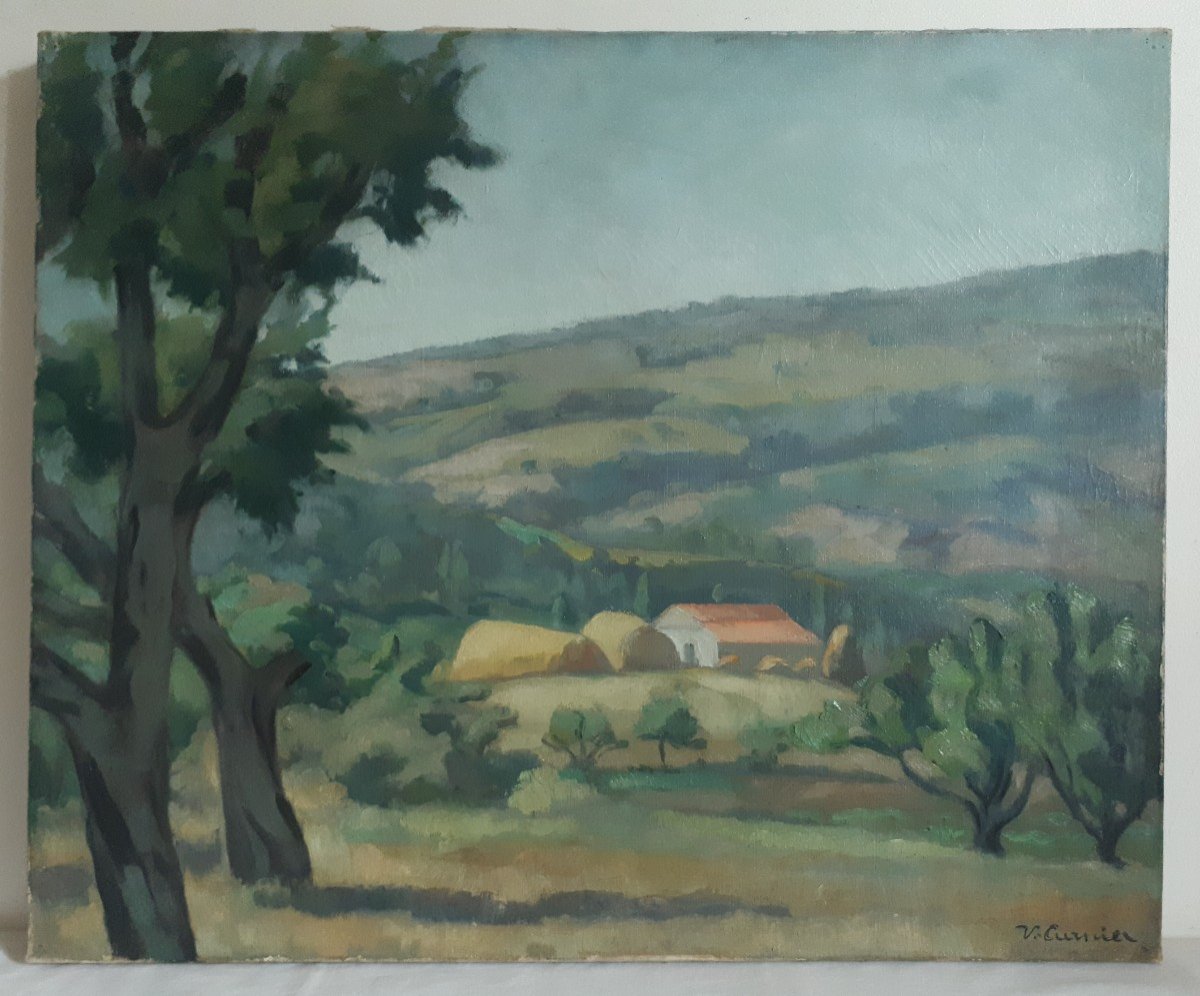 Venance CURNIER (1885-1971) huile sur toile paysage vallonné Ecole lyonnaise