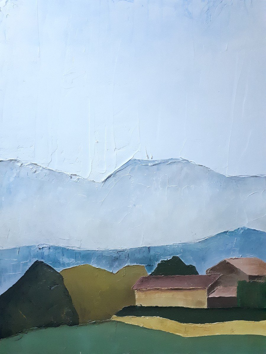 Alain PLOYE - La plaine d'Upie Drôme - grande huile sur toile paysage-photo-2