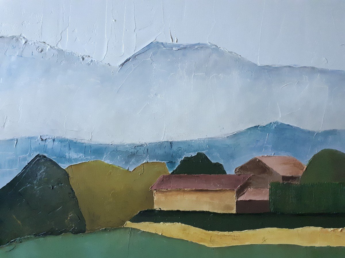 Alain PLOYE - La plaine d'Upie Drôme - grande huile sur toile paysage-photo-1