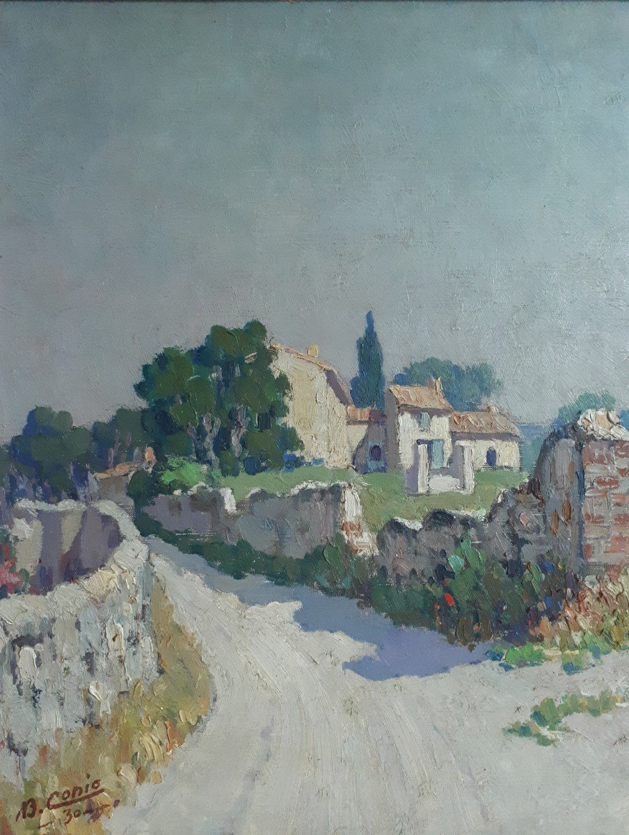 Jean-baptiste Conio (born In 1866) Oil On Canvas Provençal Landscape 1930-photo-3