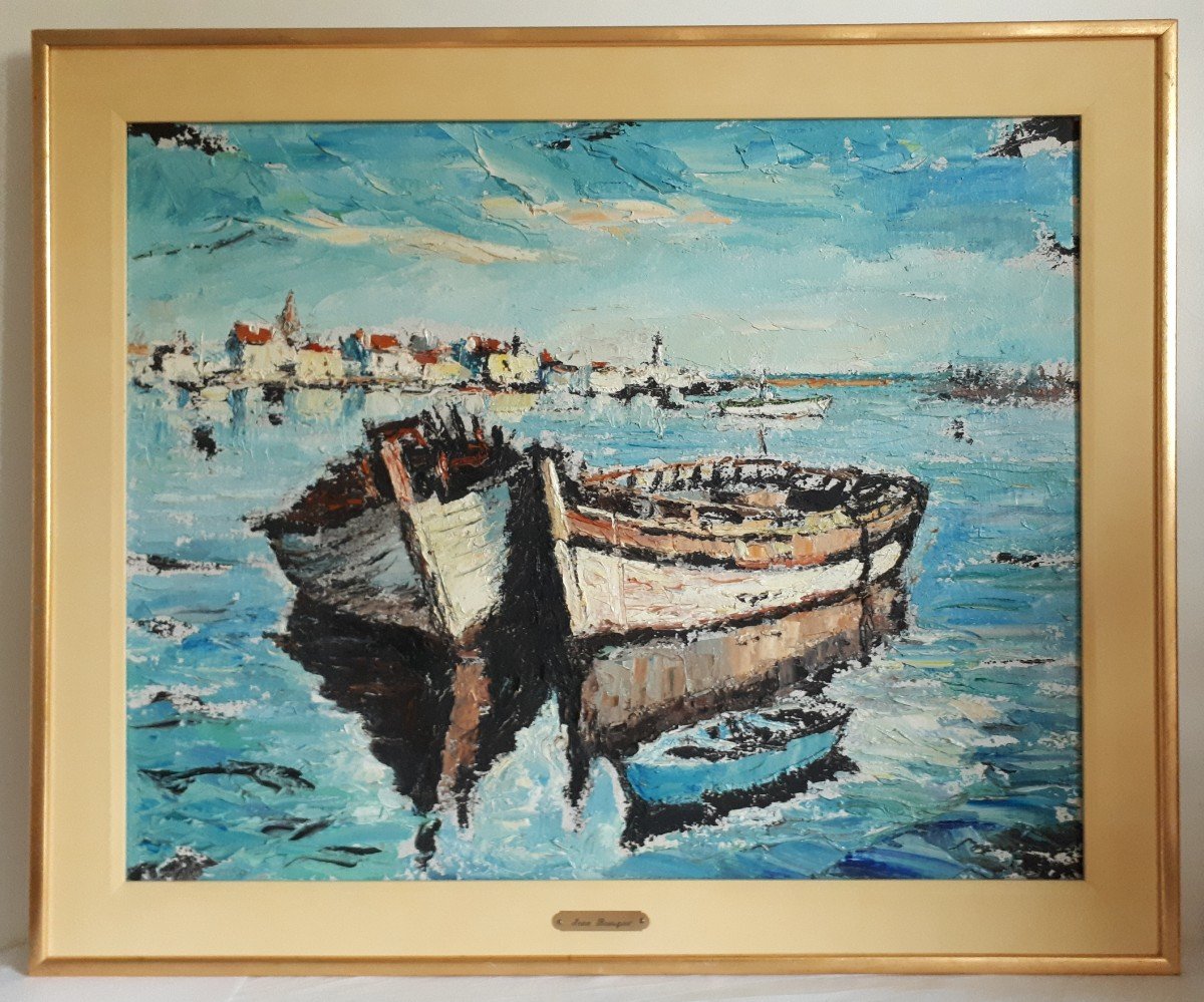 Jean BOUSQUET vue de la Costa Brava Espagne huile sur toile marine-photo-2