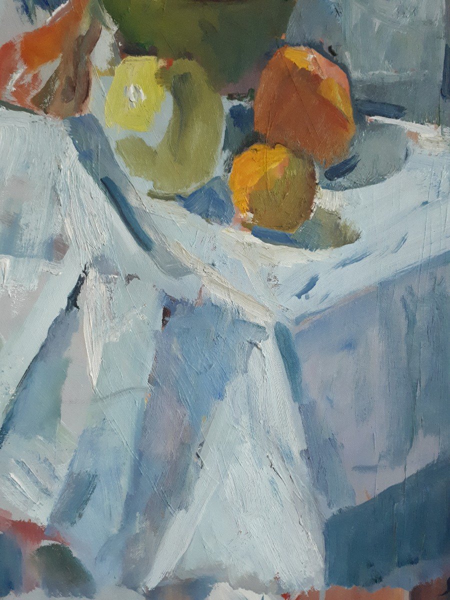 Suzanne BRIANCON-RUETSCH (1902-2003) huile sur panneau nature morte aux fruits-photo-1