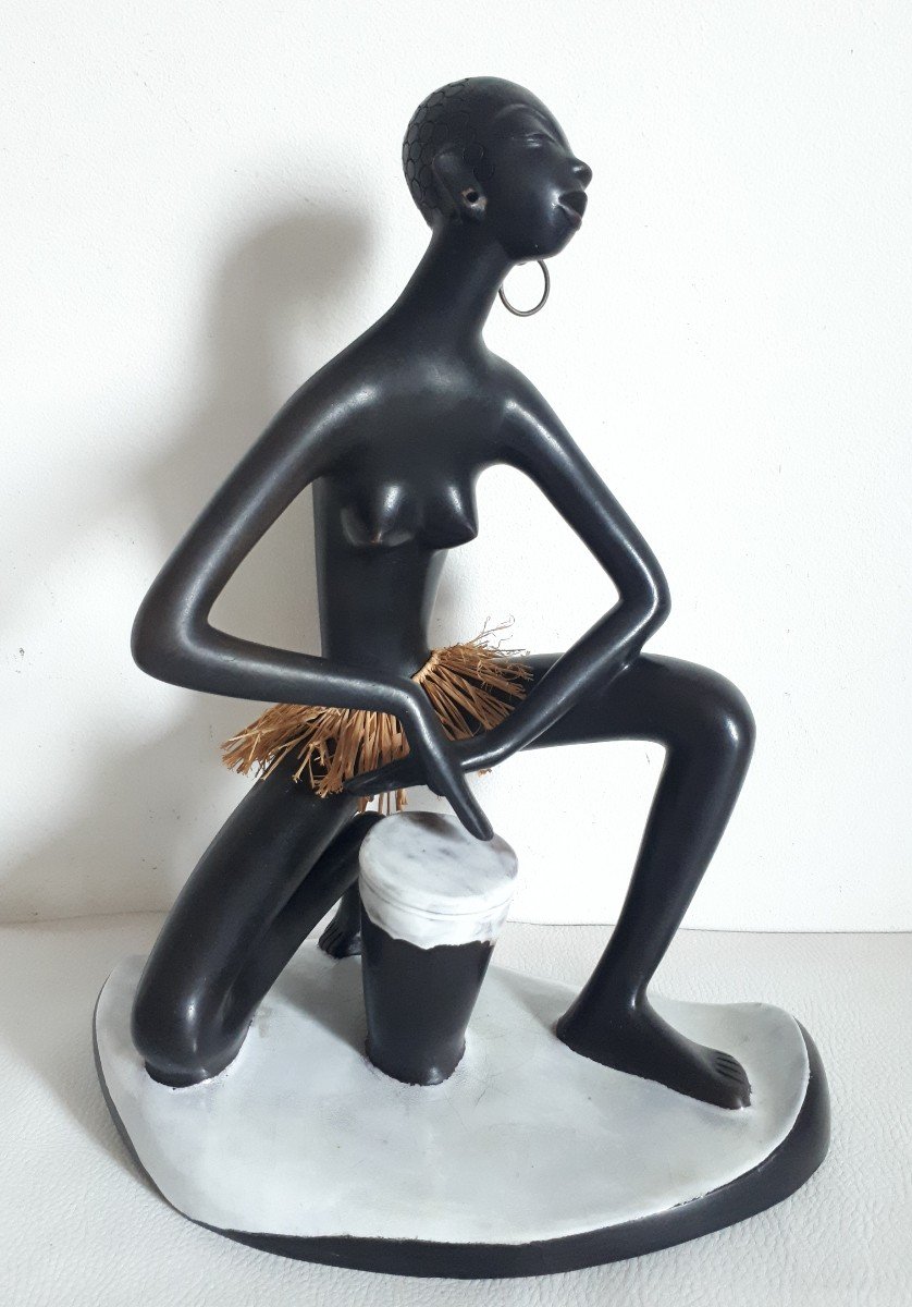 Leopold ANZENGRUBER sculpture céramique femme africaine Autriche 1950