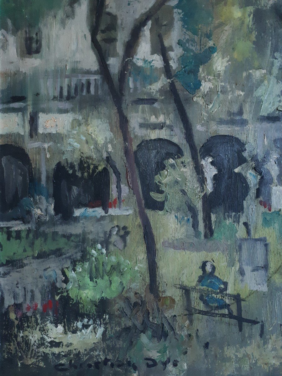 Christian Dyr - Garden Of The Palais Saint-pierre Lyon - Oil On Panel-photo-3