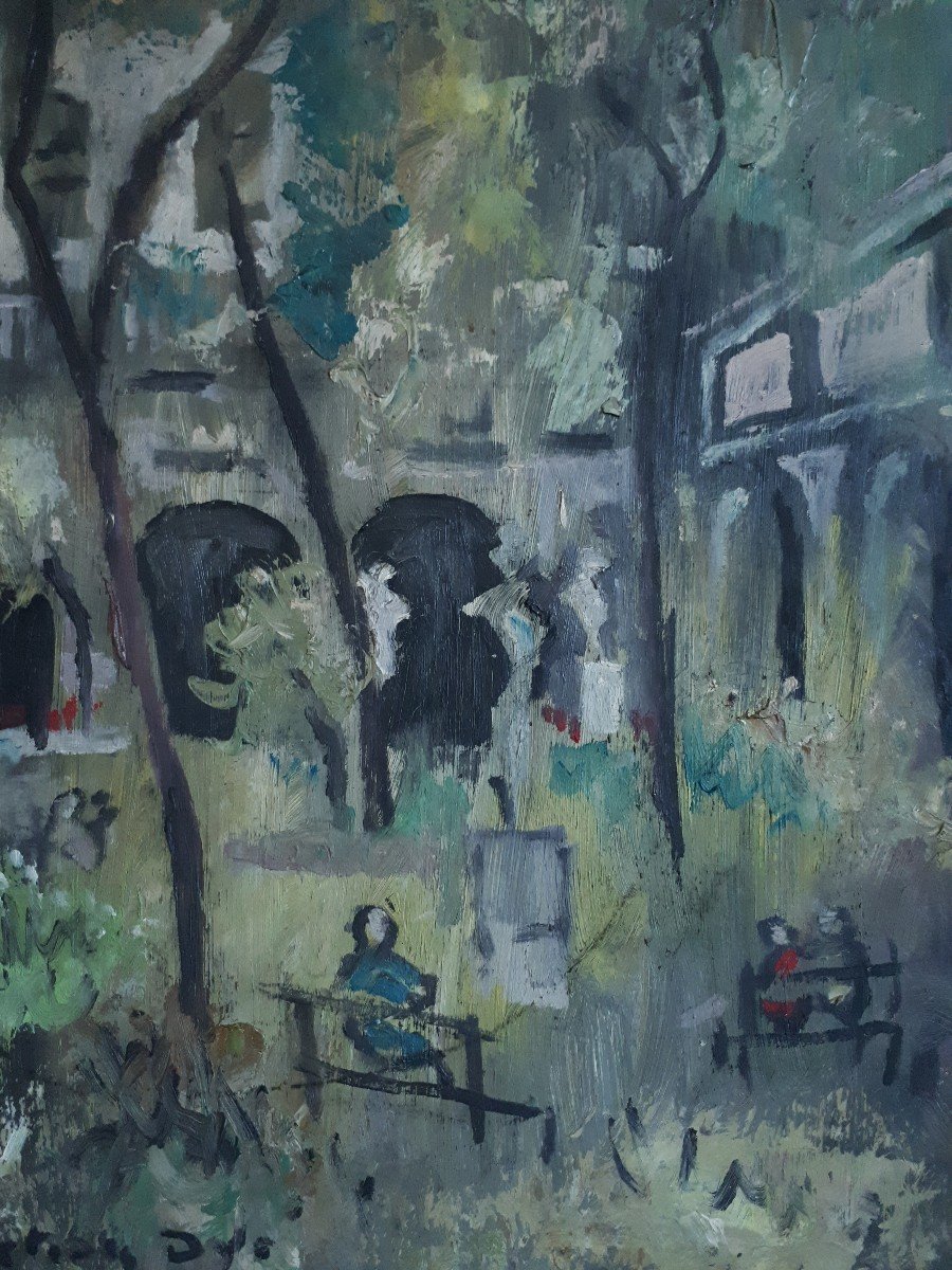 Christian Dyr - Garden Of The Palais Saint-pierre Lyon - Oil On Panel-photo-4