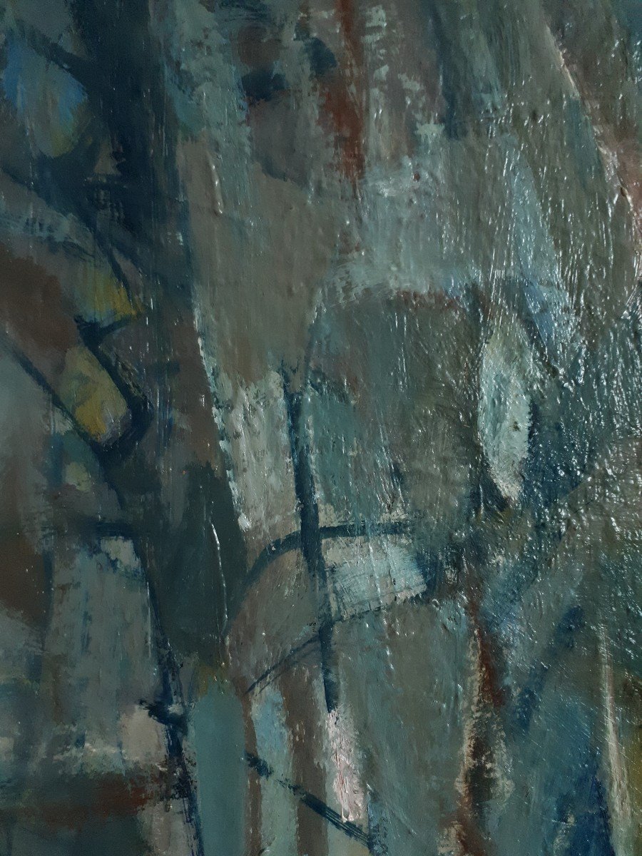 Suzanne BRIANCON-RUETSCH (1902-2003) huile sur toile composition abstraite-photo-3