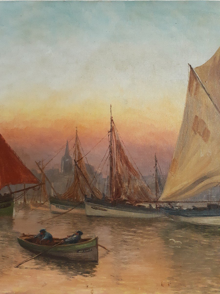 Gabriel Augizeau (1894-1963) Oil On Canvas Les Sables d'Olonne La Chaume-photo-3