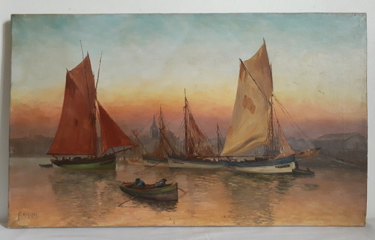 Gabriel Augizeau (1894-1963) Oil On Canvas Les Sables d'Olonne La Chaume