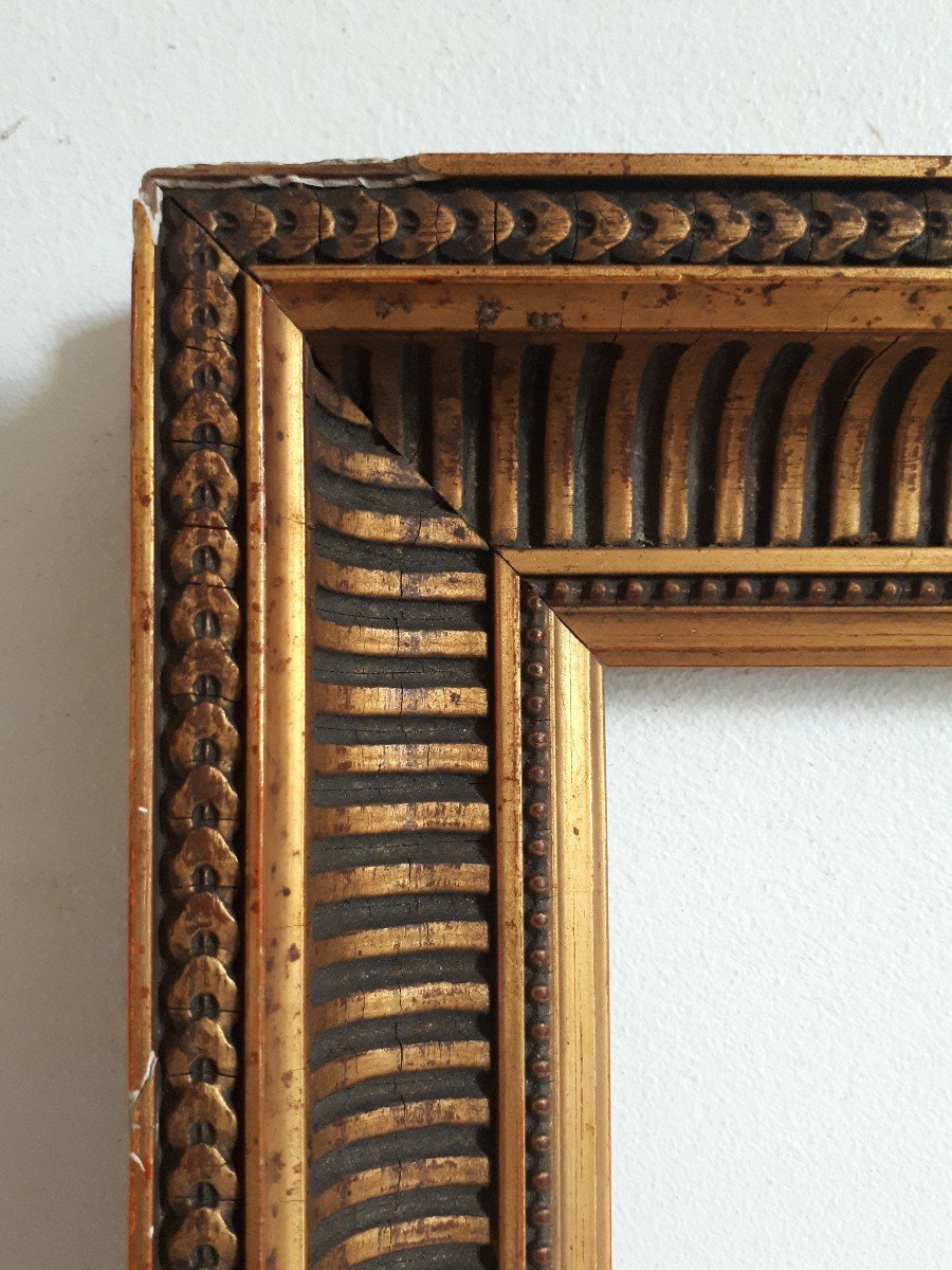 Cadre à canaux en bois doré 19ème pour tableau 30,5 X 23  cm-photo-3