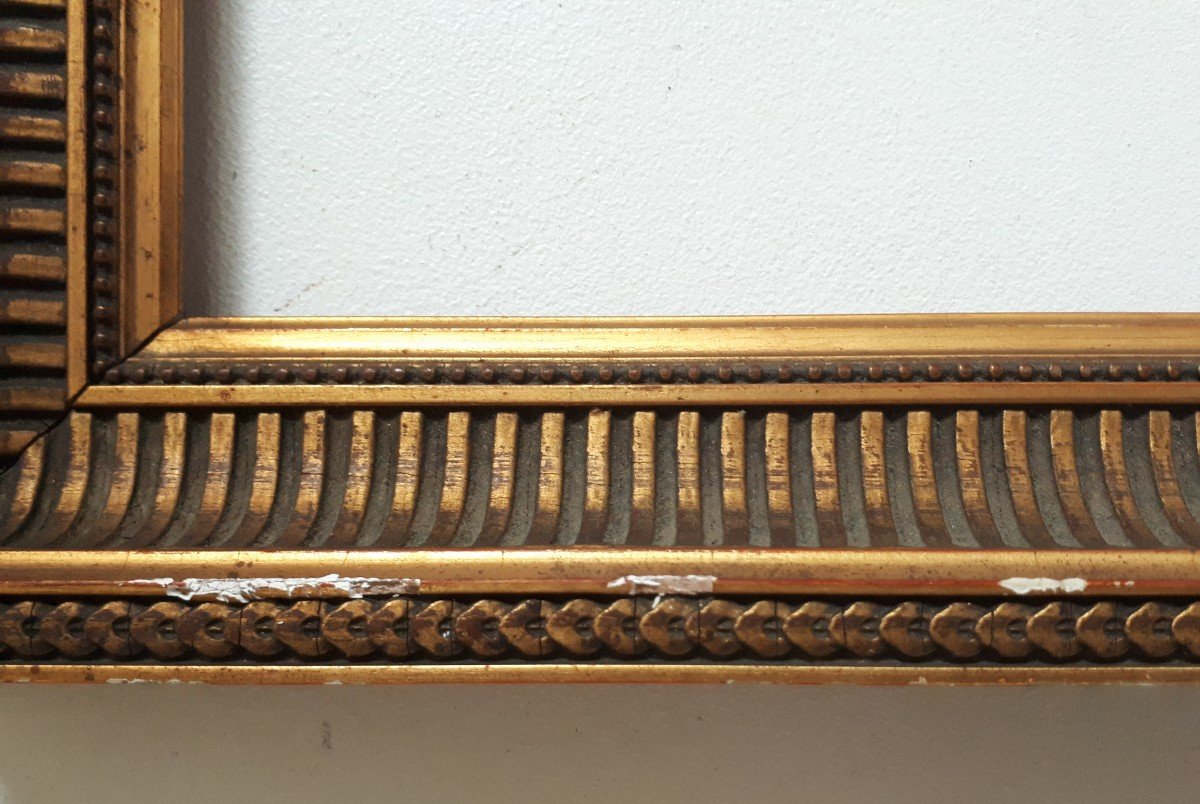 Cadre à canaux en bois doré 19ème pour tableau 30,5 X 23  cm-photo-4