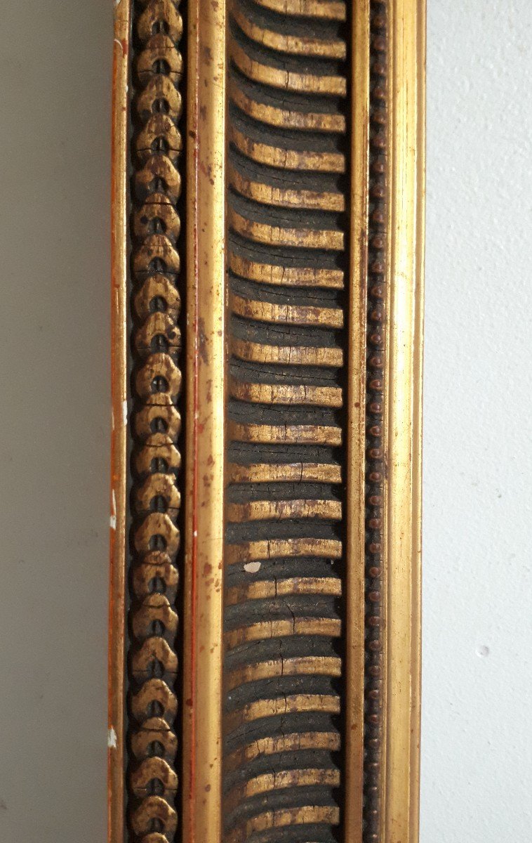 Cadre à canaux en bois doré 19ème pour tableau 30,5 X 23  cm-photo-1