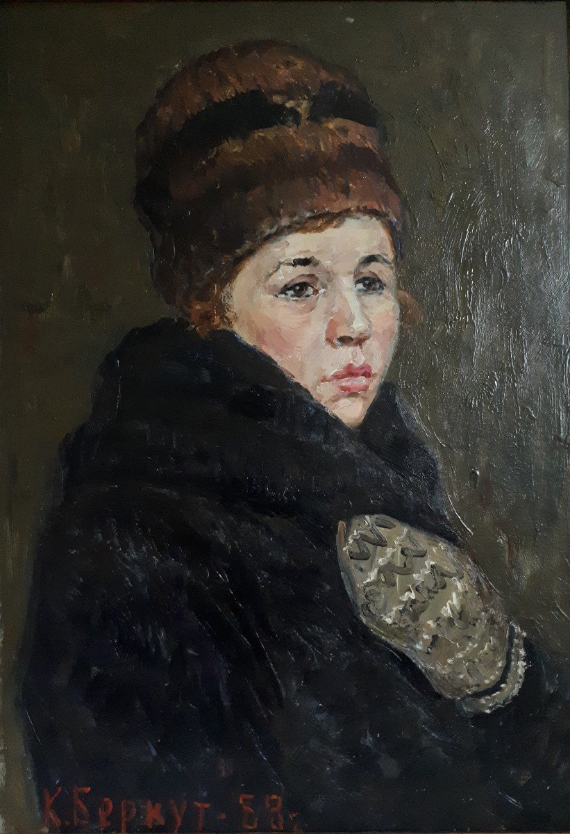 Constantin Berkout (born In 1922) Russian School Portrait Of A Young Woman-photo-2