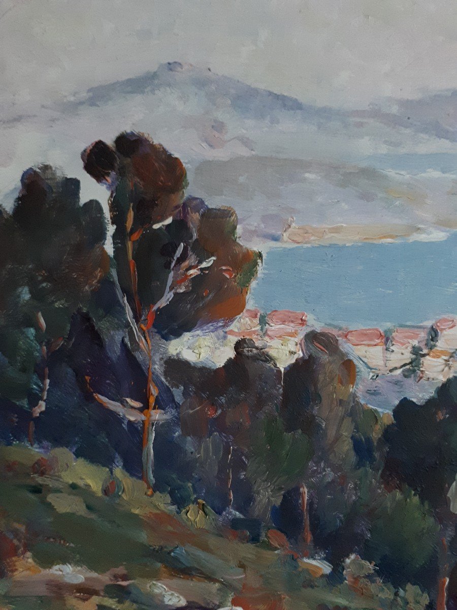 Painting Oil On Wood Marine Mediterranean Landscape 1930/1940-photo-3