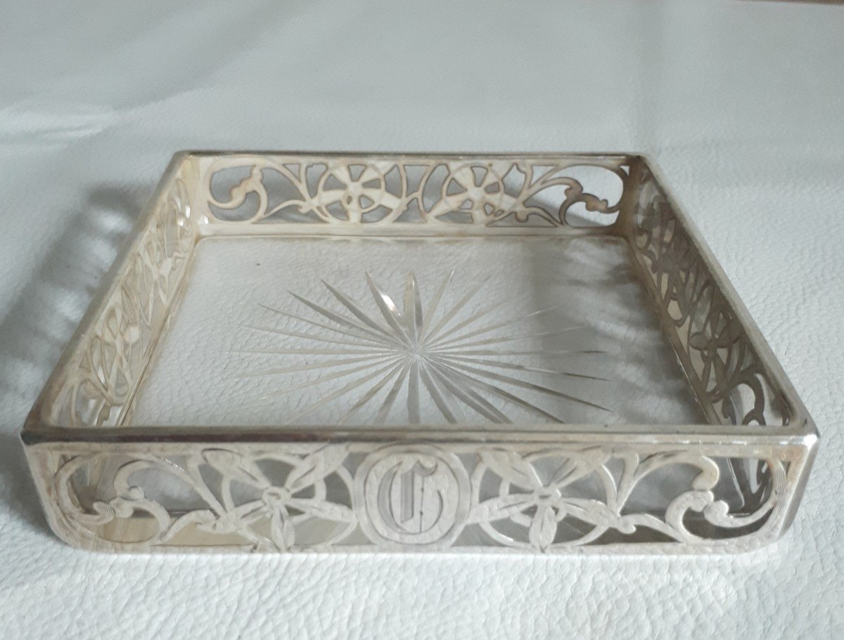 Pocket Tray In Openwork Silver And Glass-photo-3