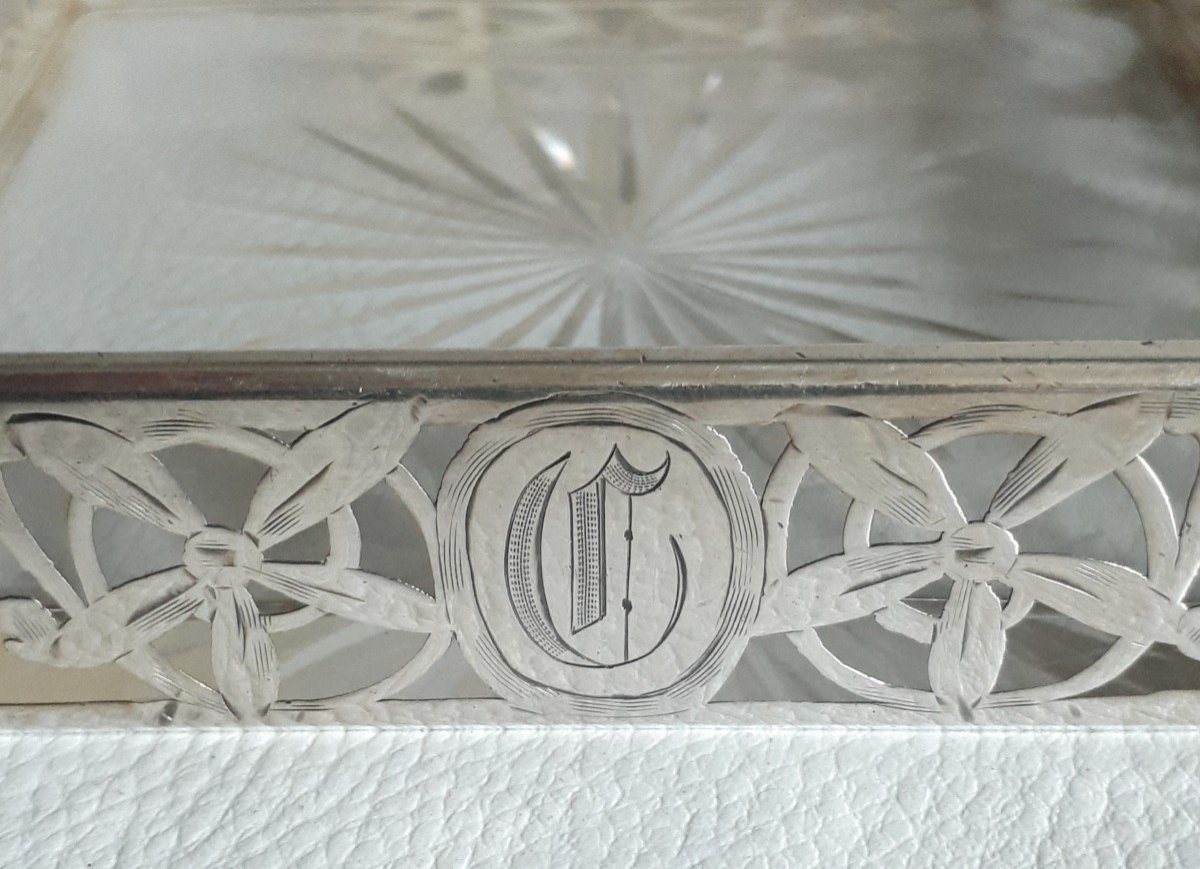 Pocket Tray In Openwork Silver And Glass-photo-4