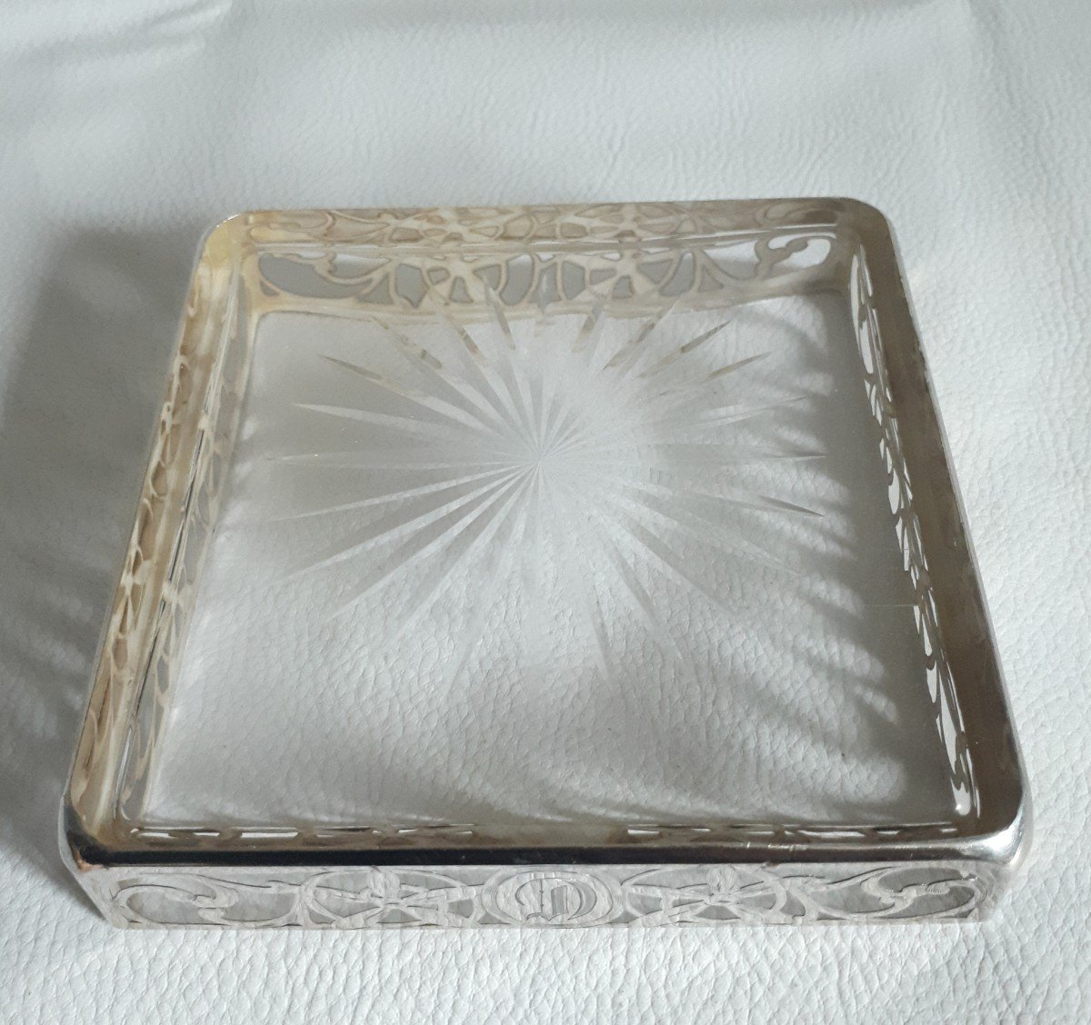 Pocket Tray In Openwork Silver And Glass-photo-5