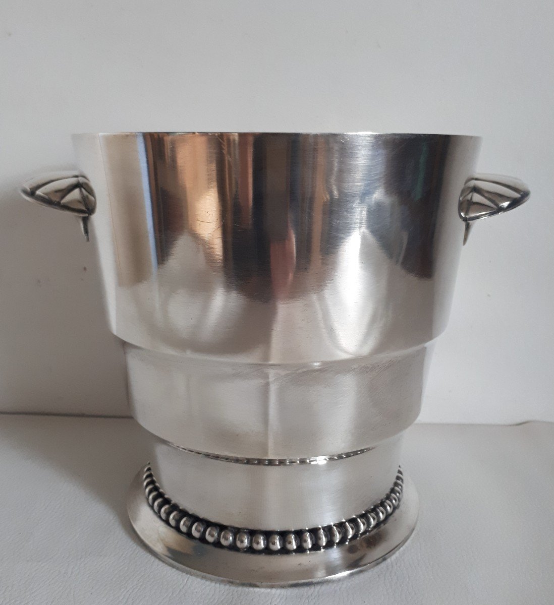 Silver Metal Champagne Bucket 1930 Art Deco-photo-2