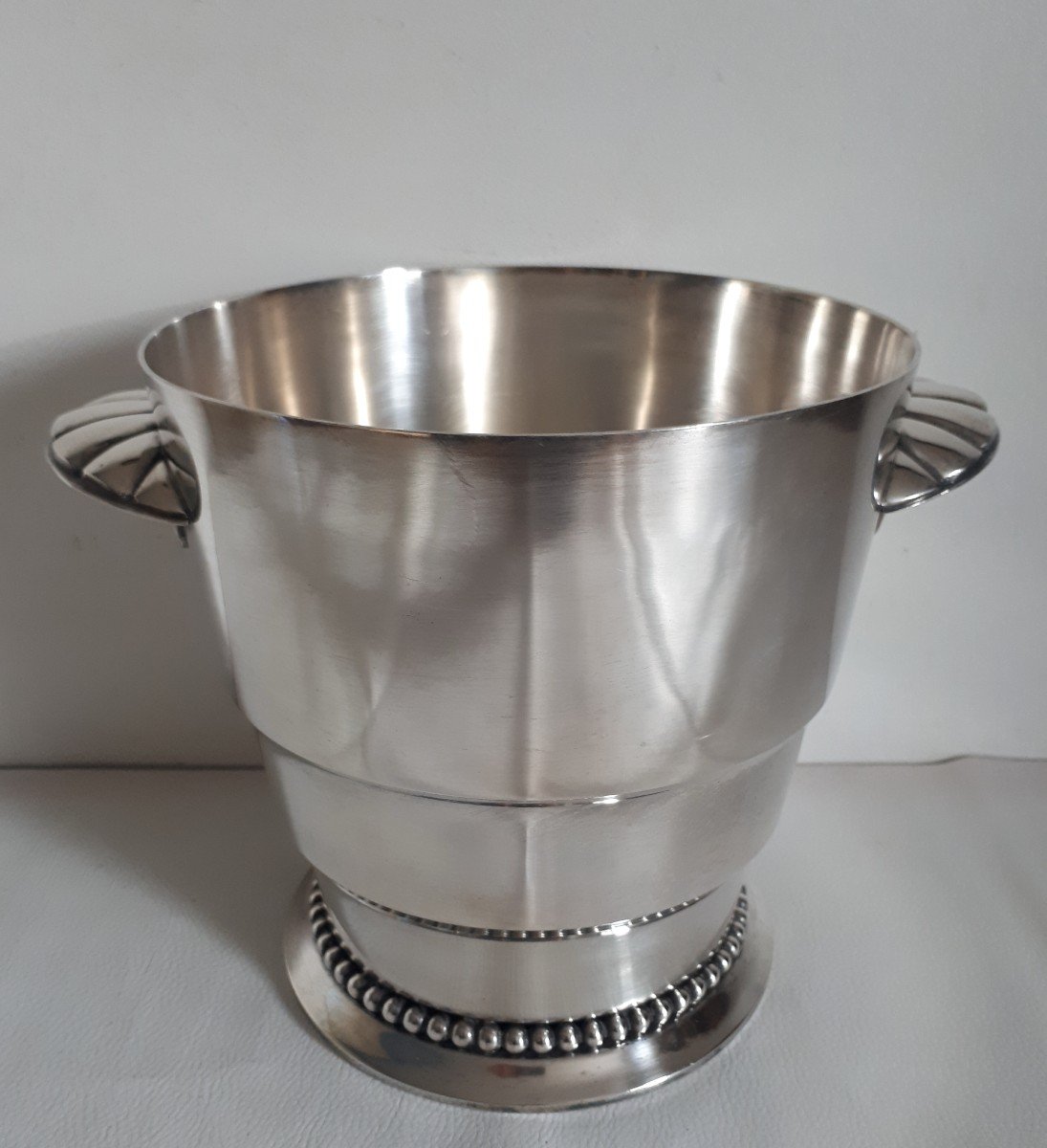 Silver Metal Champagne Bucket 1930 Art Deco-photo-3