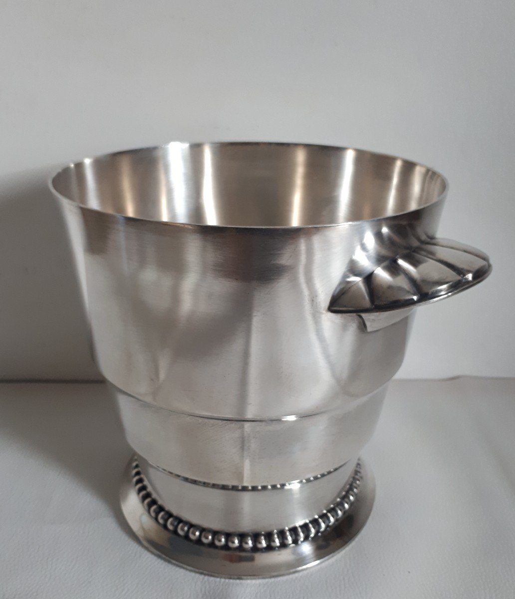 Silver Metal Champagne Bucket 1930 Art Deco-photo-4