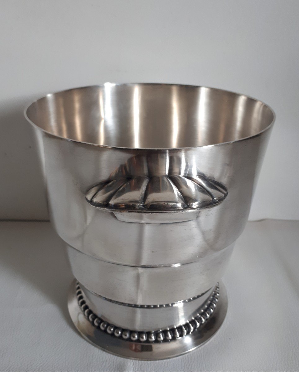 Silver Metal Champagne Bucket 1930 Art Deco-photo-1