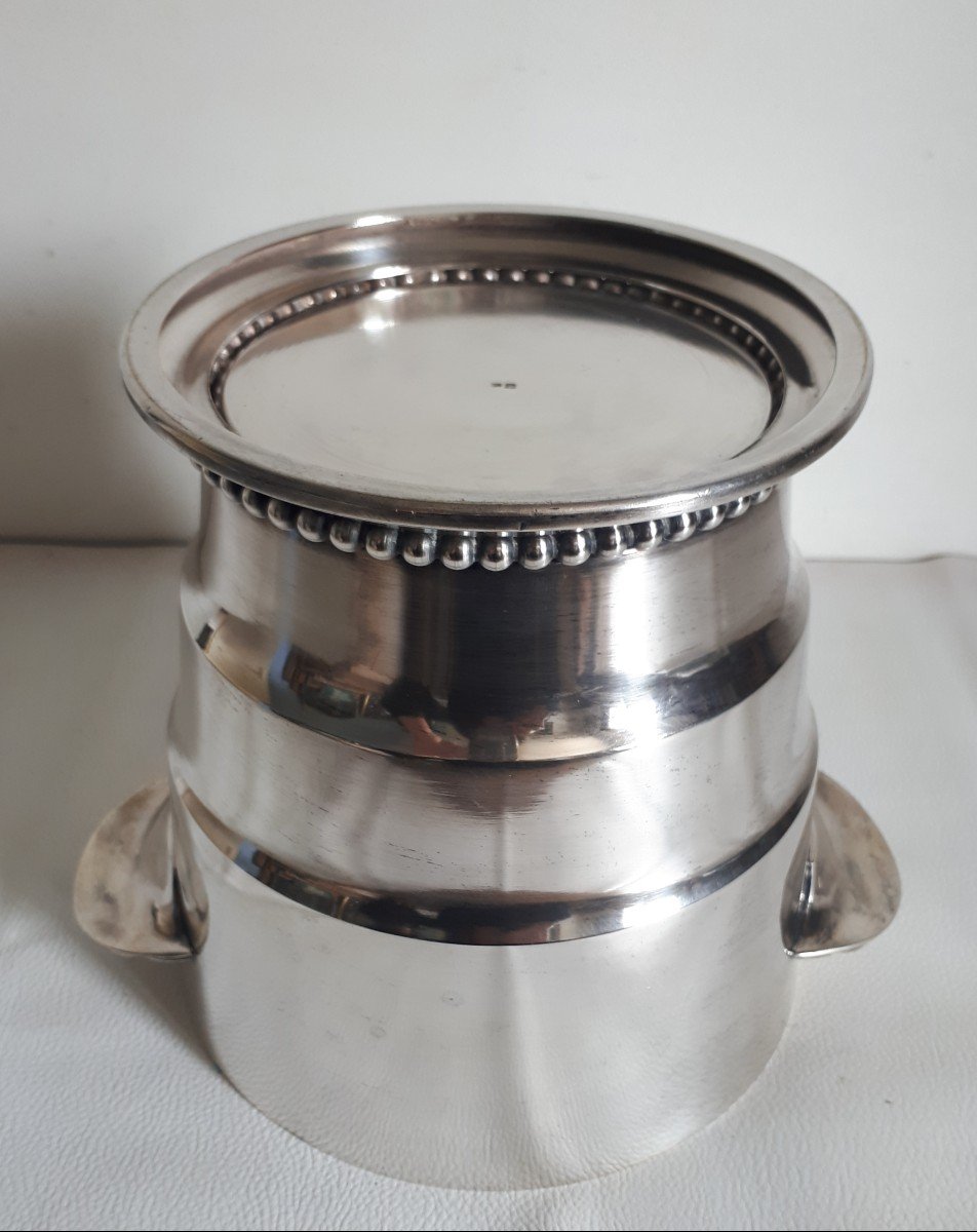 Silver Metal Champagne Bucket 1930 Art Deco-photo-3