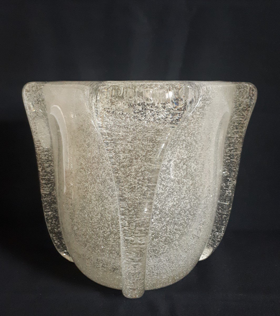 Manufacture Bayel Bubbled Crystal Glass Vase 1930 Art Deco-photo-3