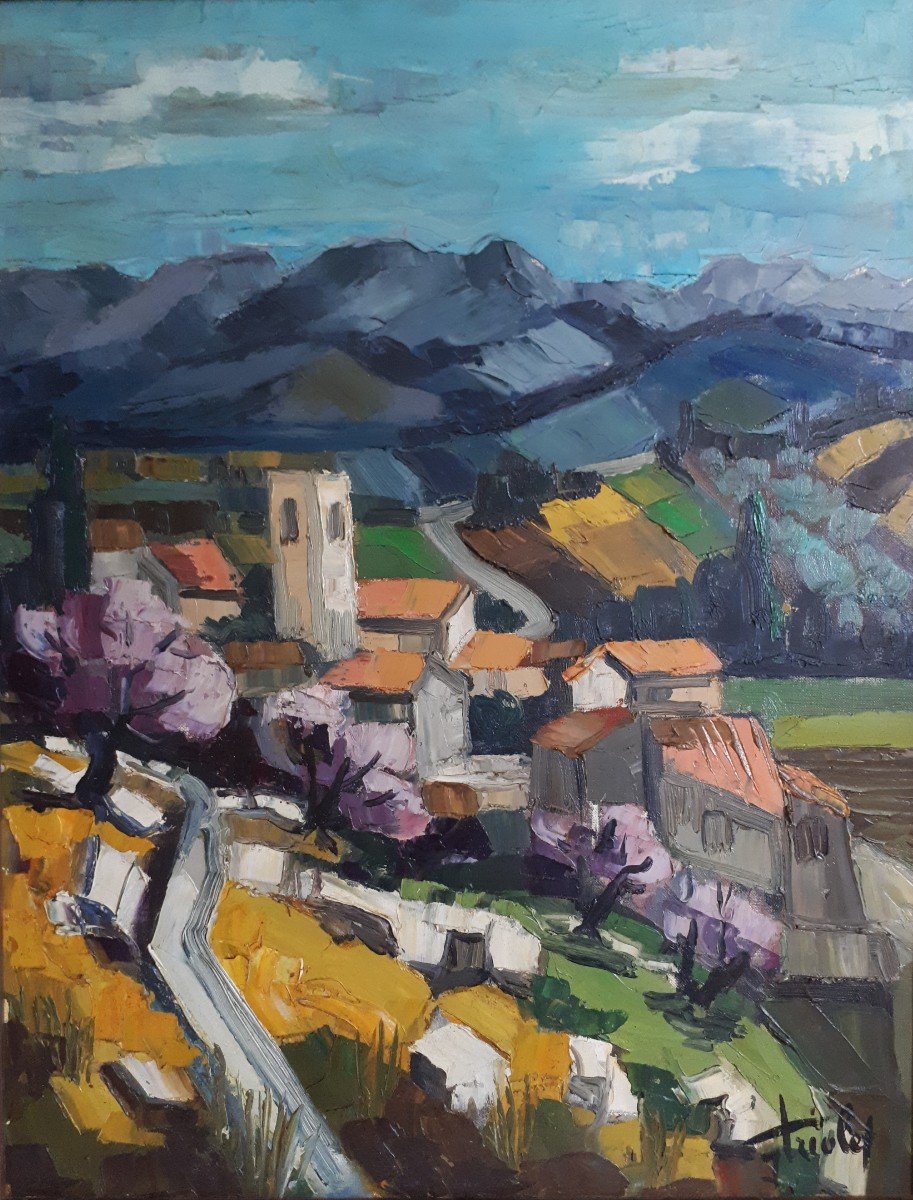 Jean TRIOLET (né en 1939) paysage provençal huile sur toile-photo-2