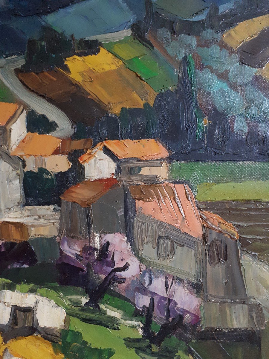 Jean TRIOLET (né en 1939) paysage provençal huile sur toile-photo-2