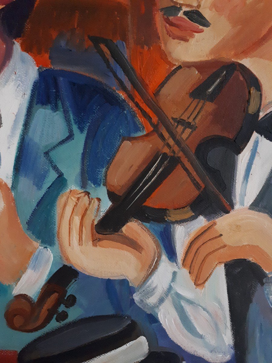 Samuel Veksler (born In 1966) Oil On Canvas Wedding Scene Musicians-photo-6