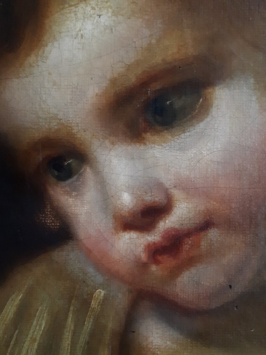 Portrait Of A Child Oil On Canvas After Jean-baptiste Greuze-photo-2