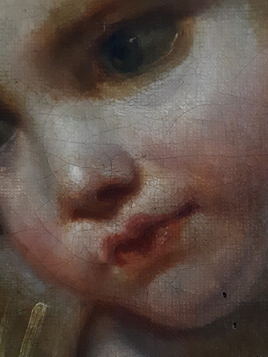 Portrait Of A Child Oil On Canvas After Jean-baptiste Greuze-photo-3