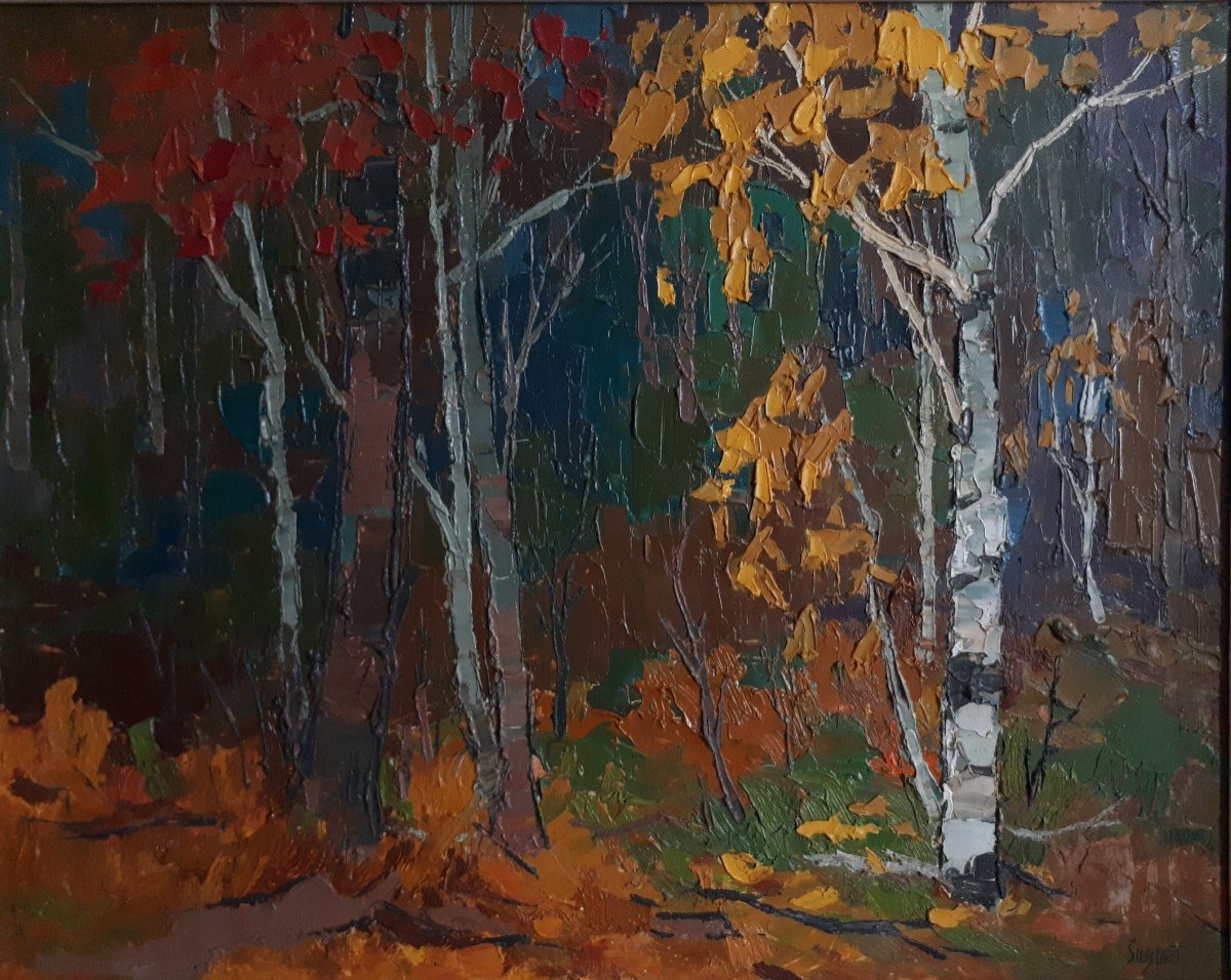 Josh Jack Silburt (1914-1991) Oil On Panel Autumn Landscape Algonquin Park Canada