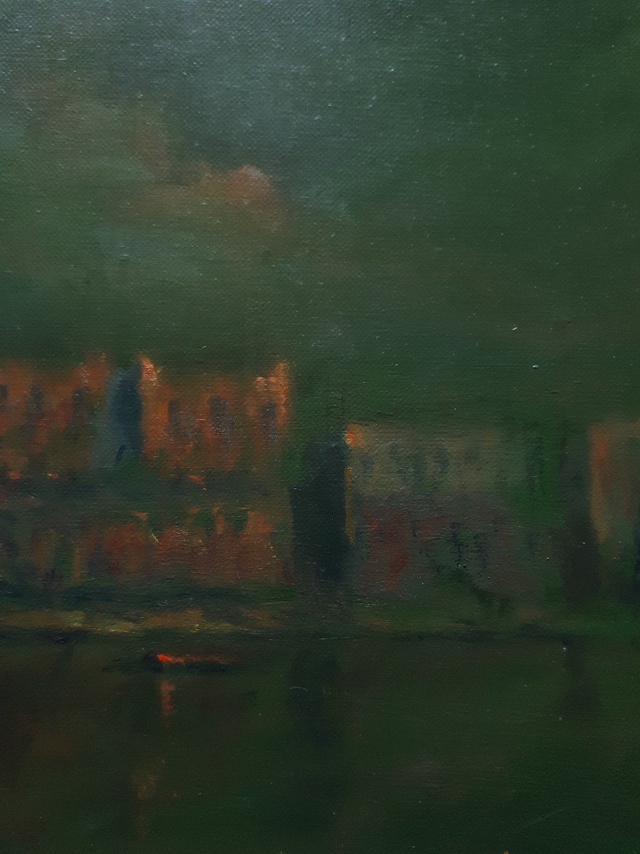 Pierre Jean Chaffrey (1929-1999) Oil On Canvas View Of Venice At Dusk-photo-2