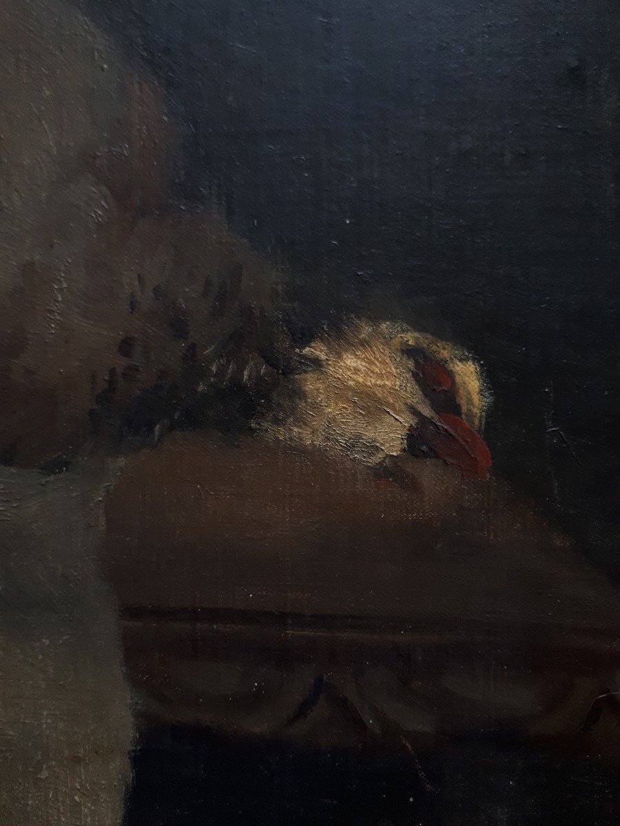 Still Life Returning From Hunting Game Partridge Oil On Panel 19th Century-photo-4