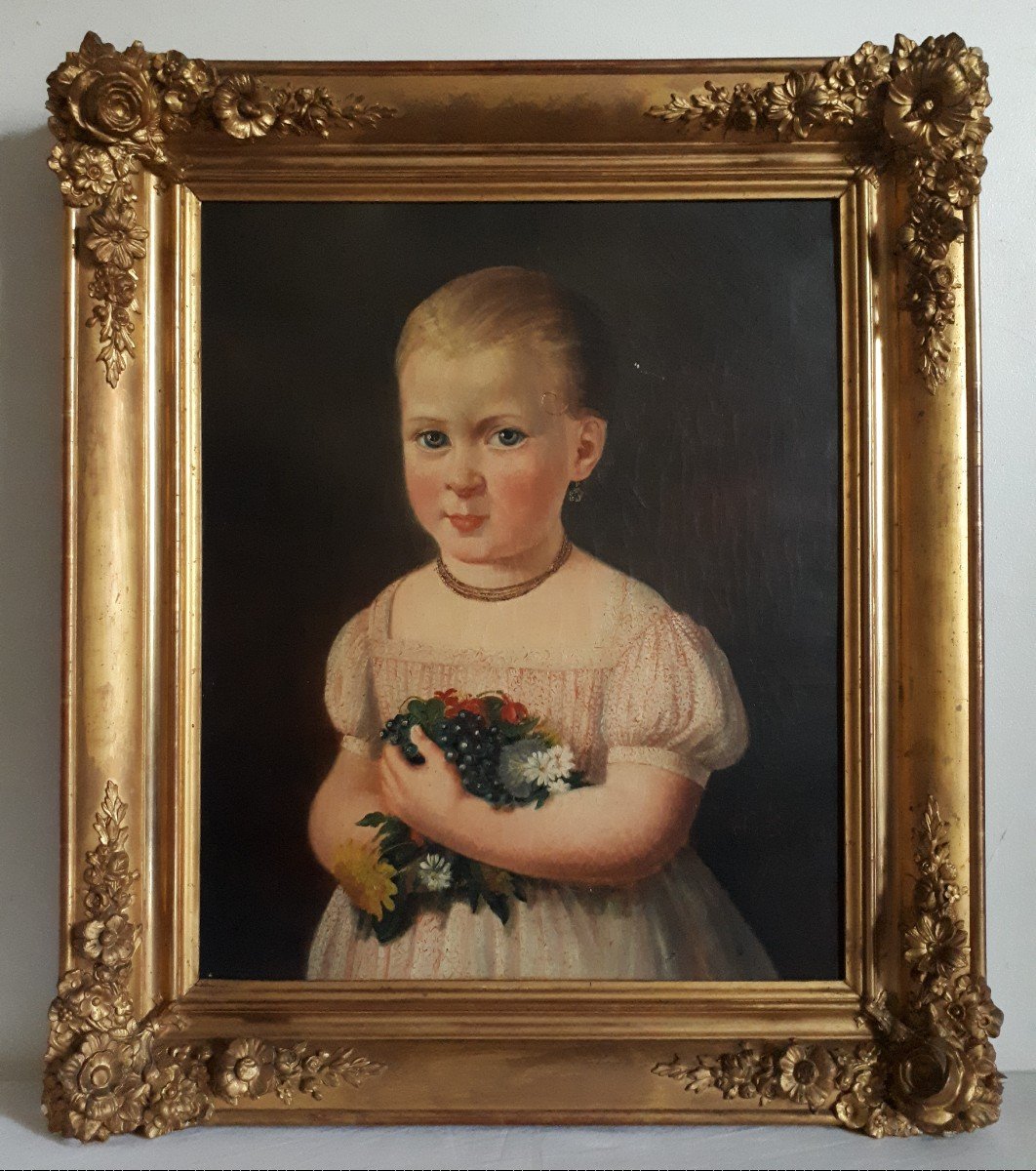 Inès d'Esménard 1786-1884 Oil On Canvas 19th Portrait Of A Little Girl Marie Perroncel 1856