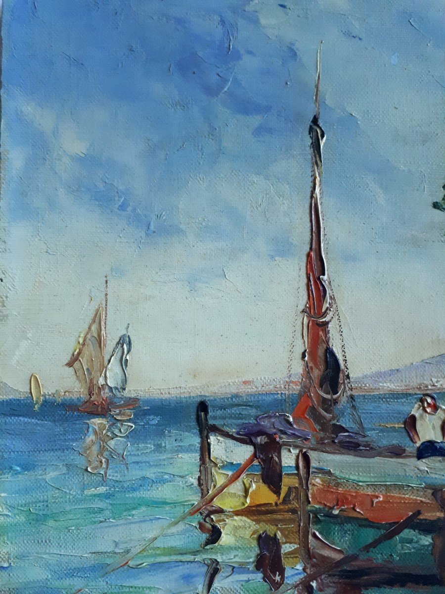 Marcel ABOUGIT huile sur toile paysage méditerranéen marine-photo-3