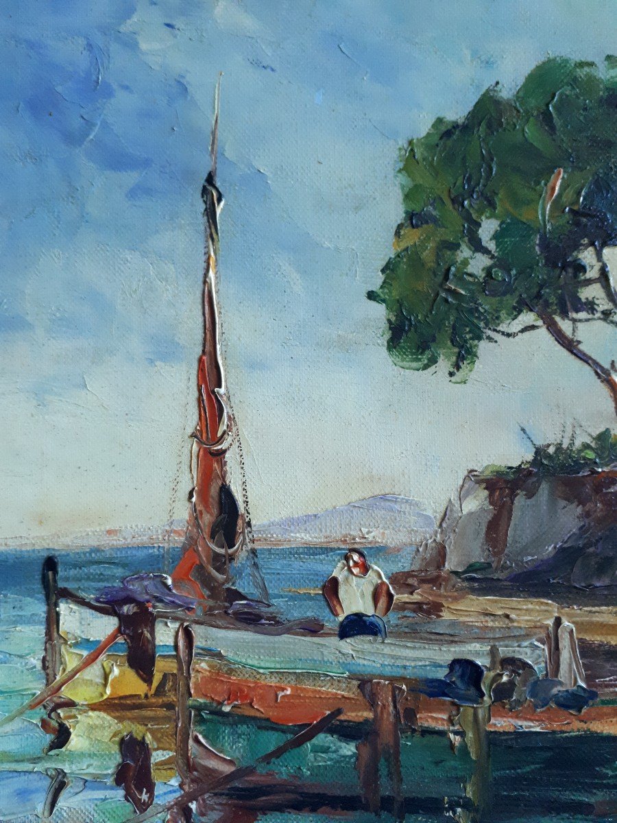 Marcel ABOUGIT huile sur toile paysage méditerranéen marine-photo-4