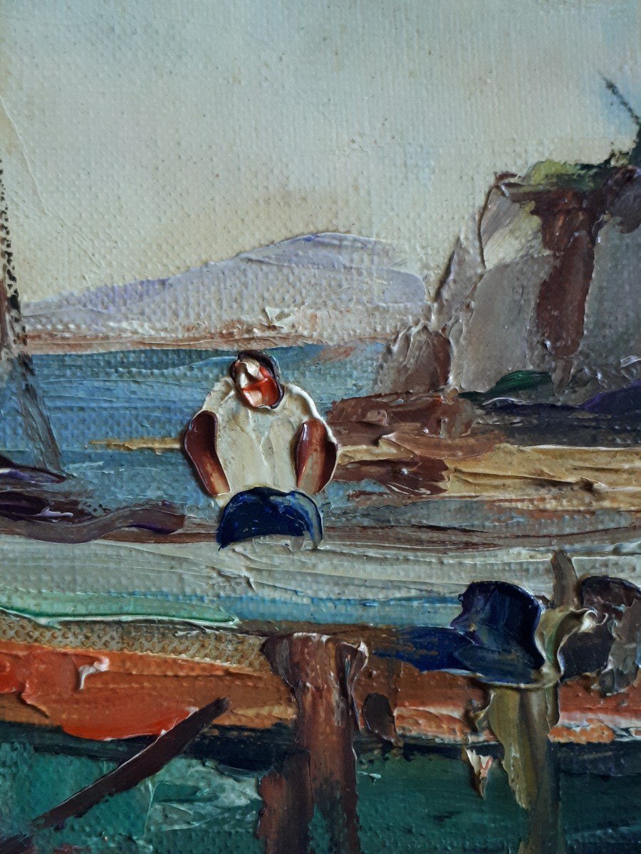 Marcel ABOUGIT huile sur toile paysage méditerranéen marine-photo-3