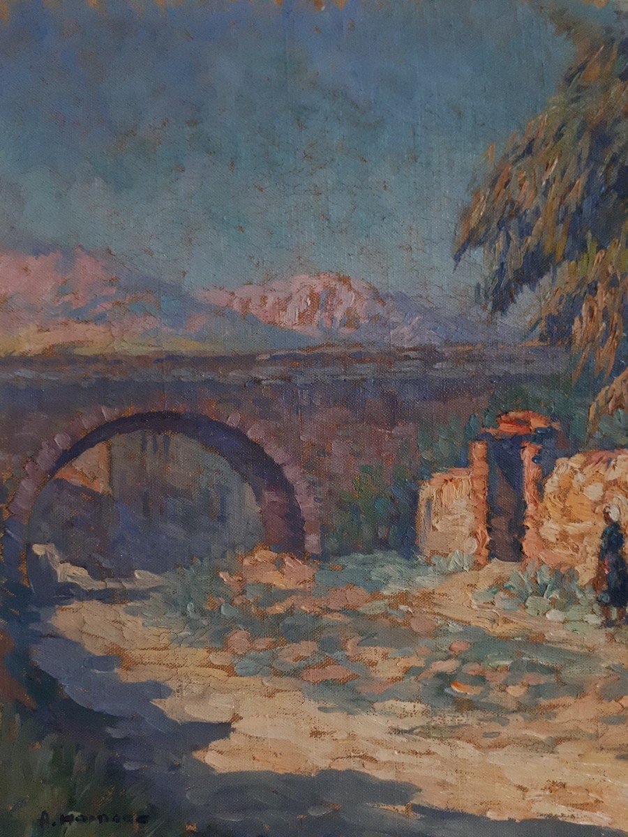 Adrien HAMON (1875-1963) Collioure les Albères - effet du matin- huile sur toile-photo-2